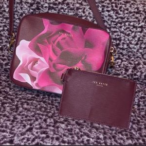 Ted Baker Crossbody Purse Burgundy Rose Detail